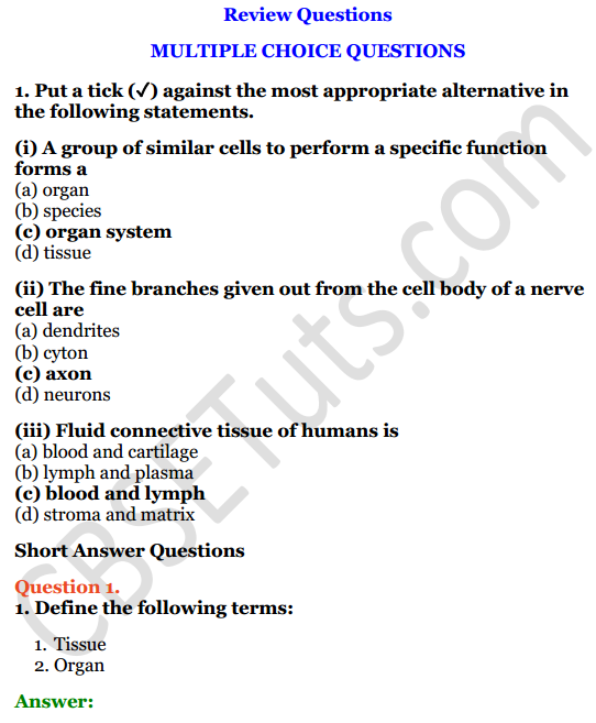 Selina Concise Biology Class 7 ICSE Solutions Chapter 1 Plant And Animal  Tissues - CBSE Tuts